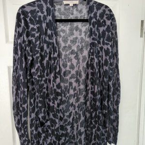 Semi-sheer open front‎ navy LOFT cardigan Size L